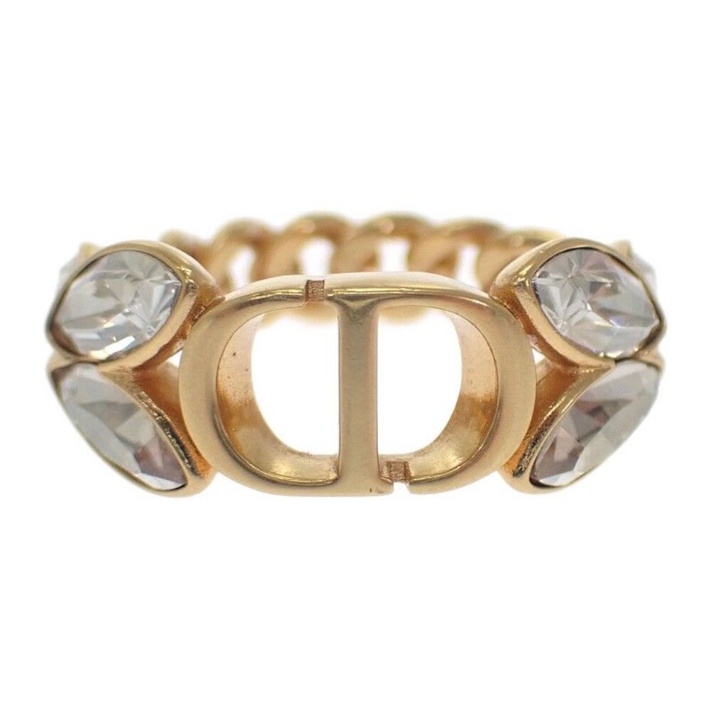 Christian Dior 30 Montaigne Ring M Size R2513 Womcy d03 S Ring GP Metal Crystal - Picture 1 of 10